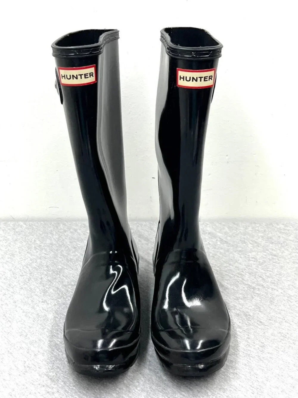 Hunter‎ Womens Tall Black Gloss Rain Boots Size 6 US